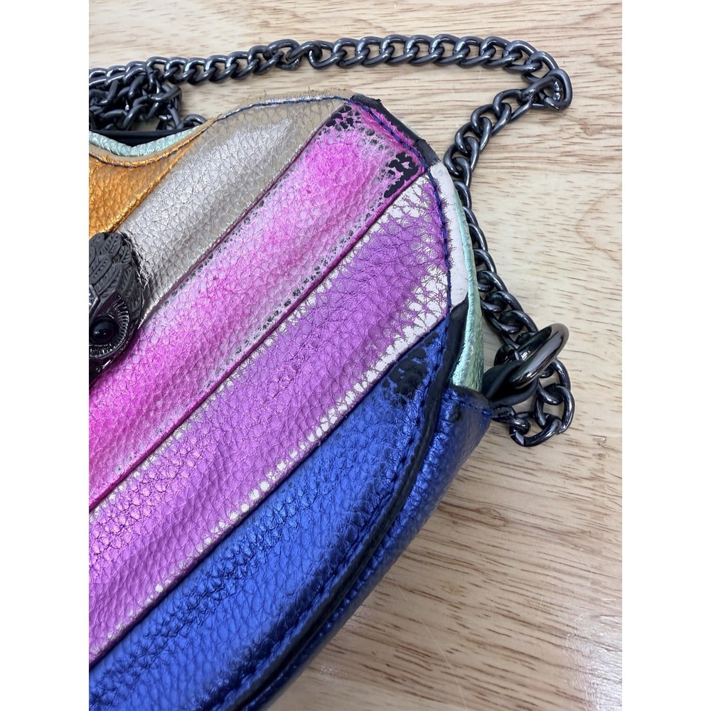 Kurt Geiger London Rainbow Heart Bag Kensington Metallic Leather Crossbody #25 - Picture 6 of 9